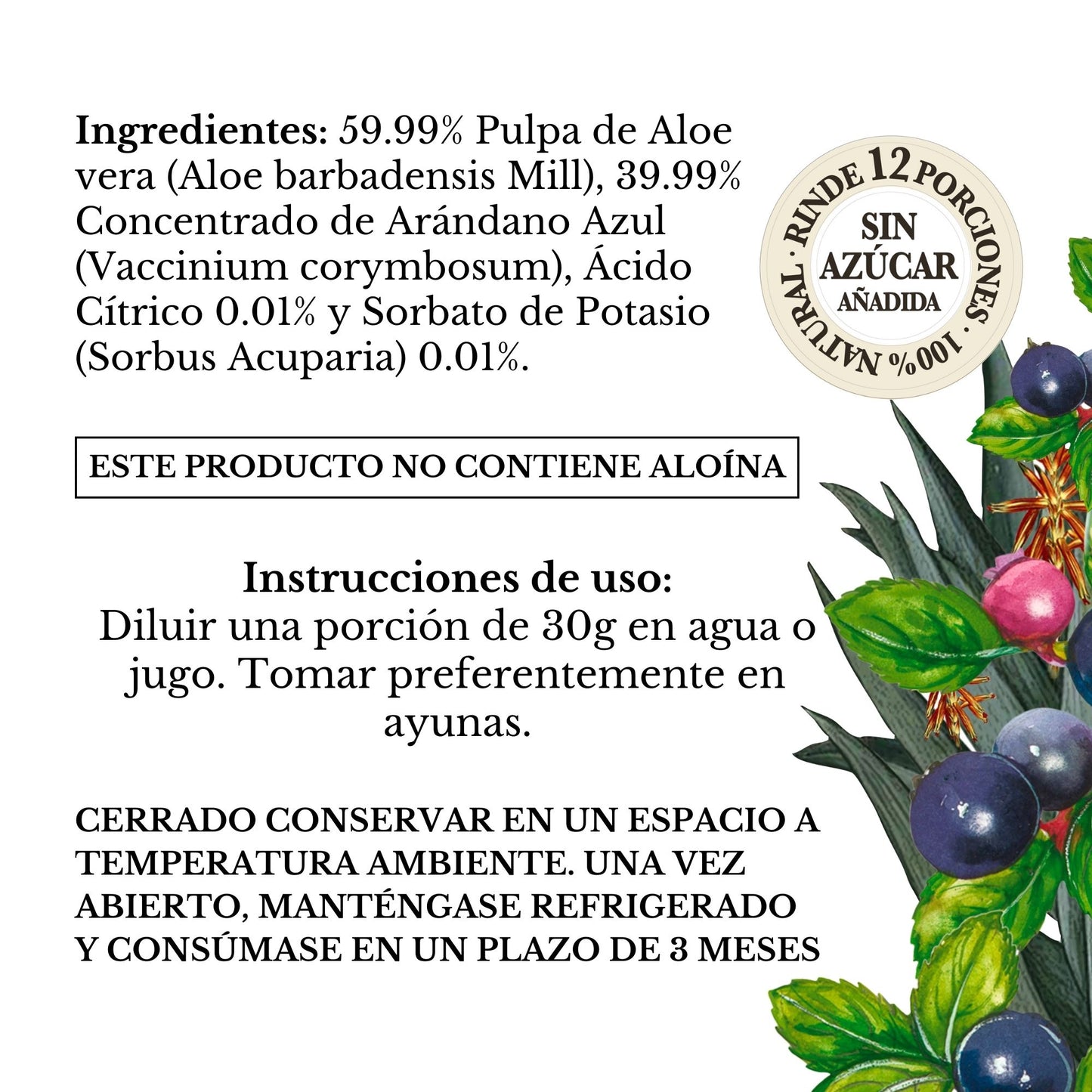 FUSIÓN: PULPA DE ALOE Y CONCENTRADO DE ARÁNDANO
