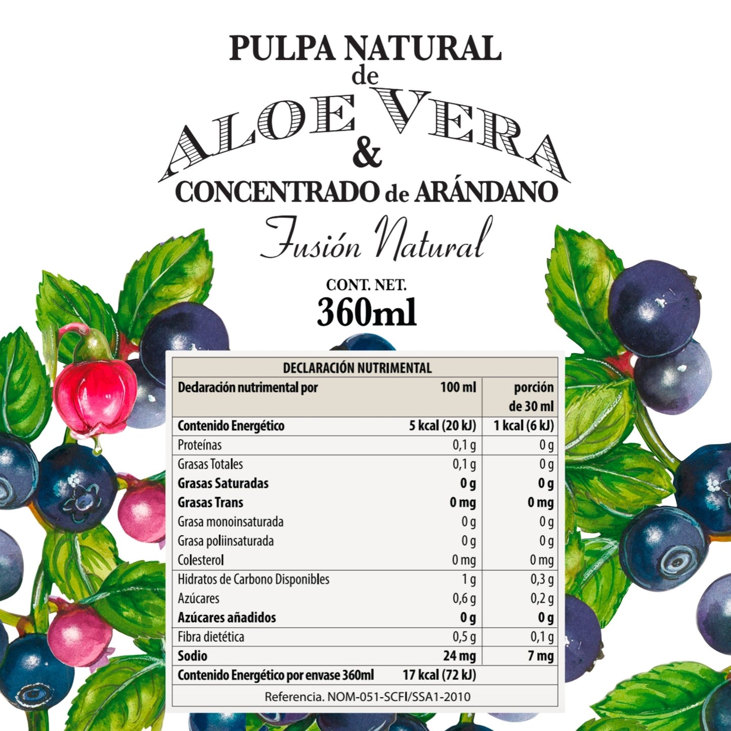 FUSIÓN: PULPA DE ALOE Y CONCENTRADO DE ARÁNDANO