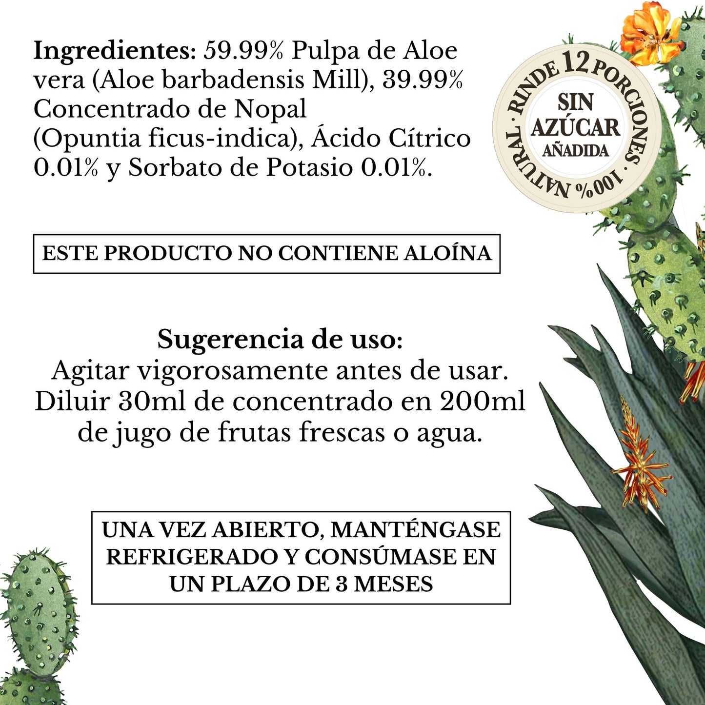 FUSIÓN: PULPA DE ALOE Y CONCENTRADO DE NOPAL