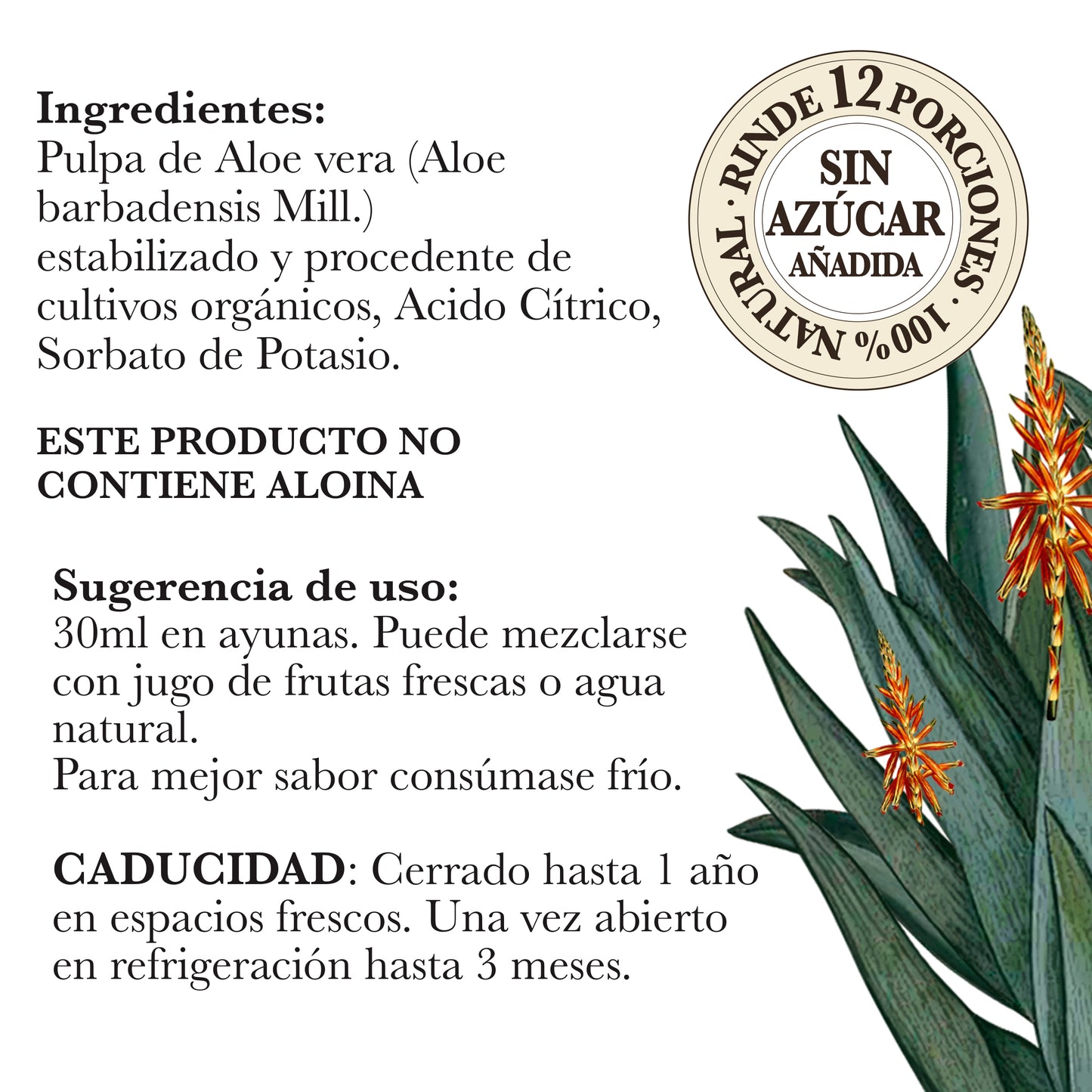 b. CONCENTRADO DE ALOE VERA ORGÁNICO