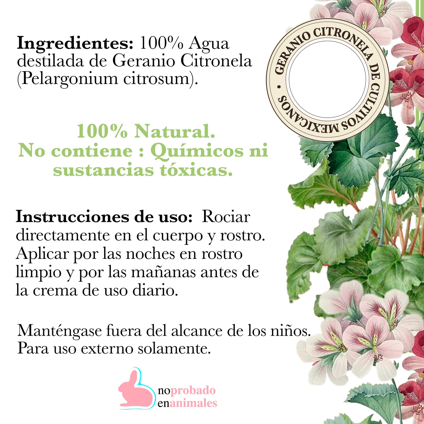 MINI HIDROLATO DE GERANIO (100ml)
