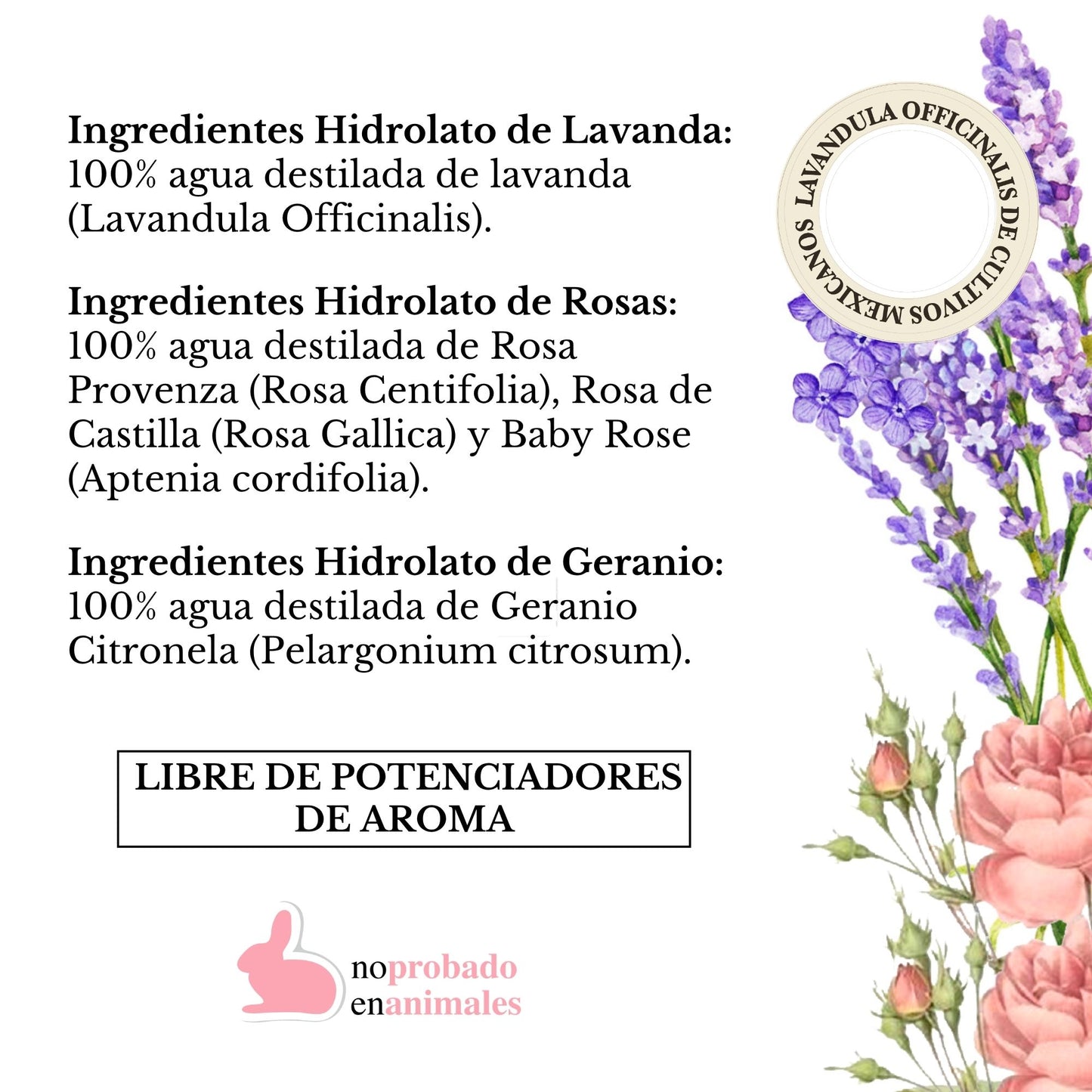 KIT 3 MINI HIDROLATOS: LAVANDA, ROSAS & GERANIO (100ml)