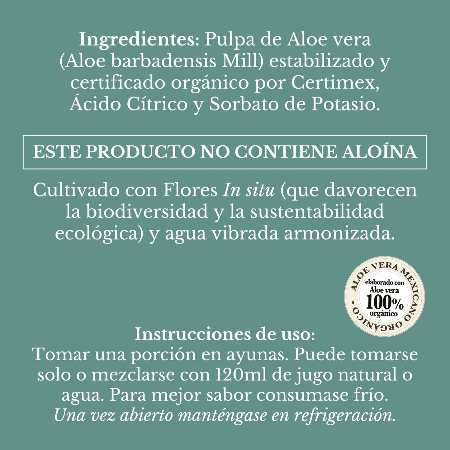 PULPA DE ALOE VERA COMESTIBLE ORGÁNICO