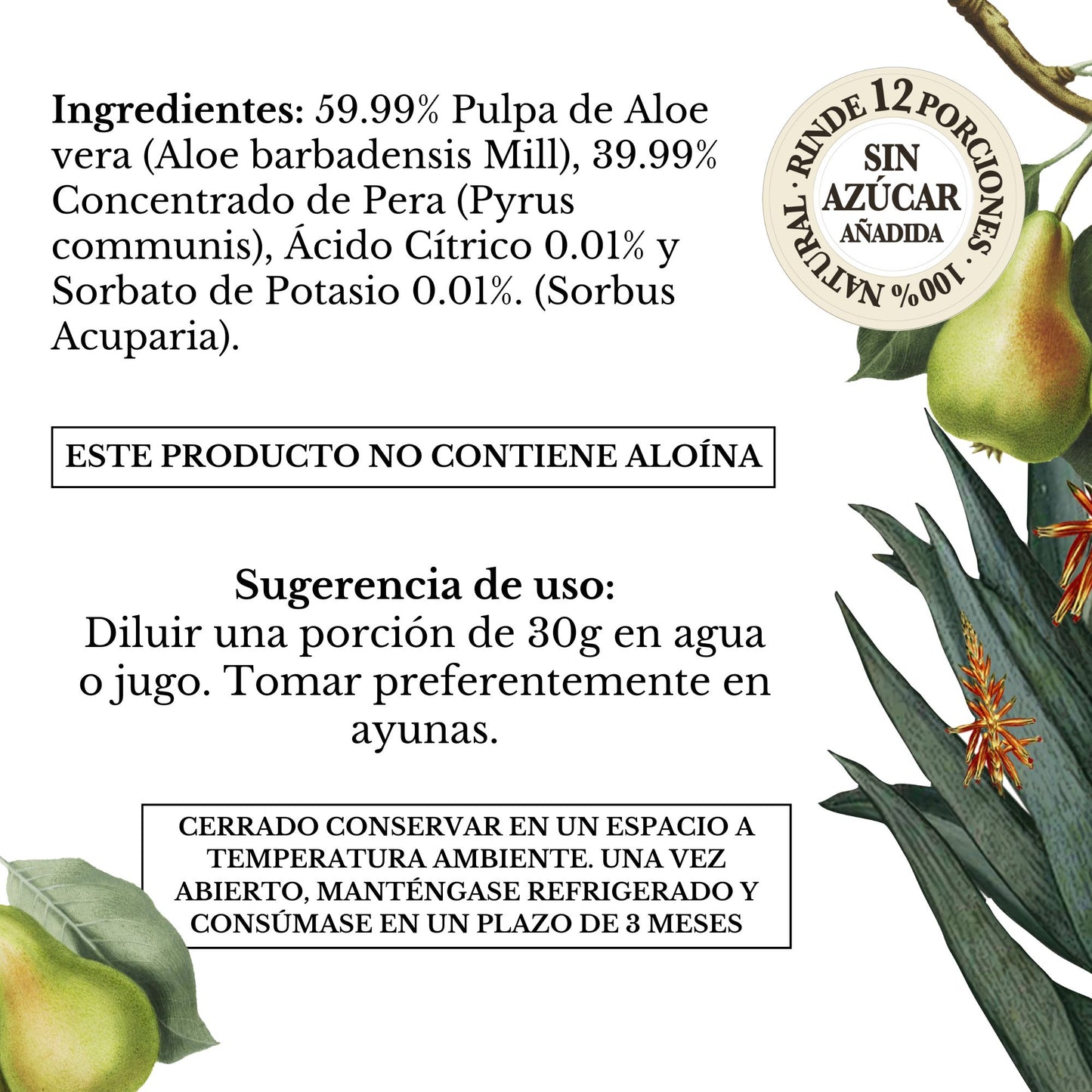 FUSIÓN: PULPA DE ALOE Y CONCENTRADO DE PERA