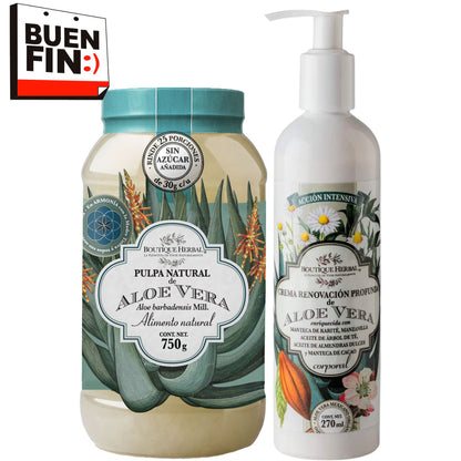 KIT BUEN FIN: Pulpa de aloe vera + Crema renovación profunda