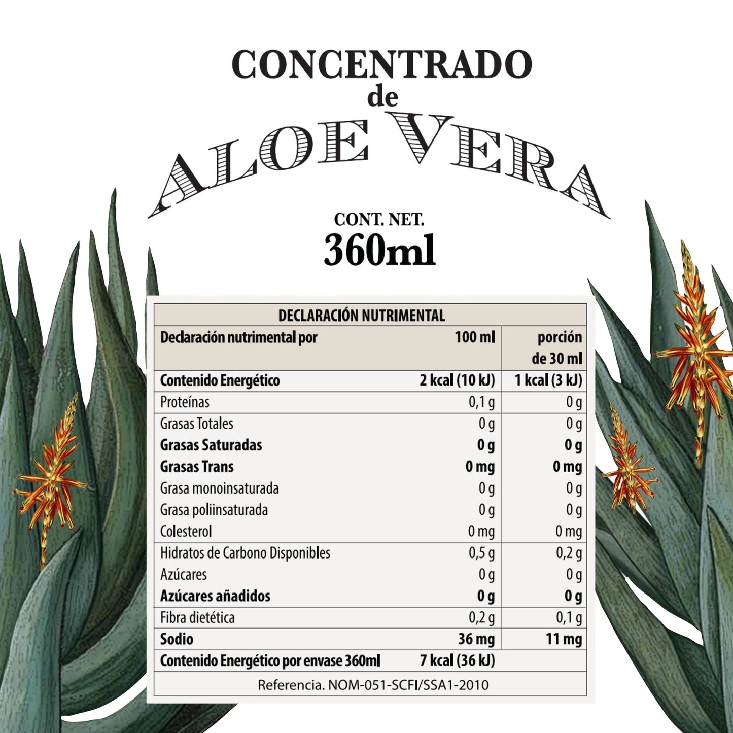 CONCENTRADO DE ALOE VERA NATURAL DE CULTIVOS MEXICANOS