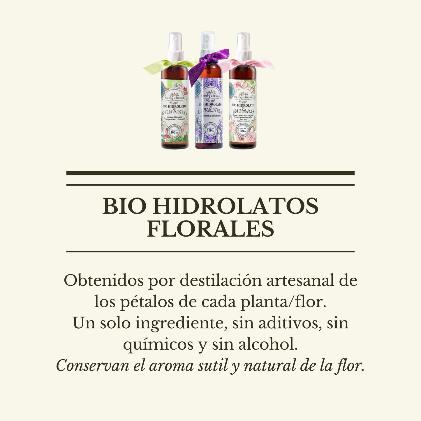 KIT 3 MINI HIDROLATOS: LAVANDA, ROSAS & GERANIO (100ml)
