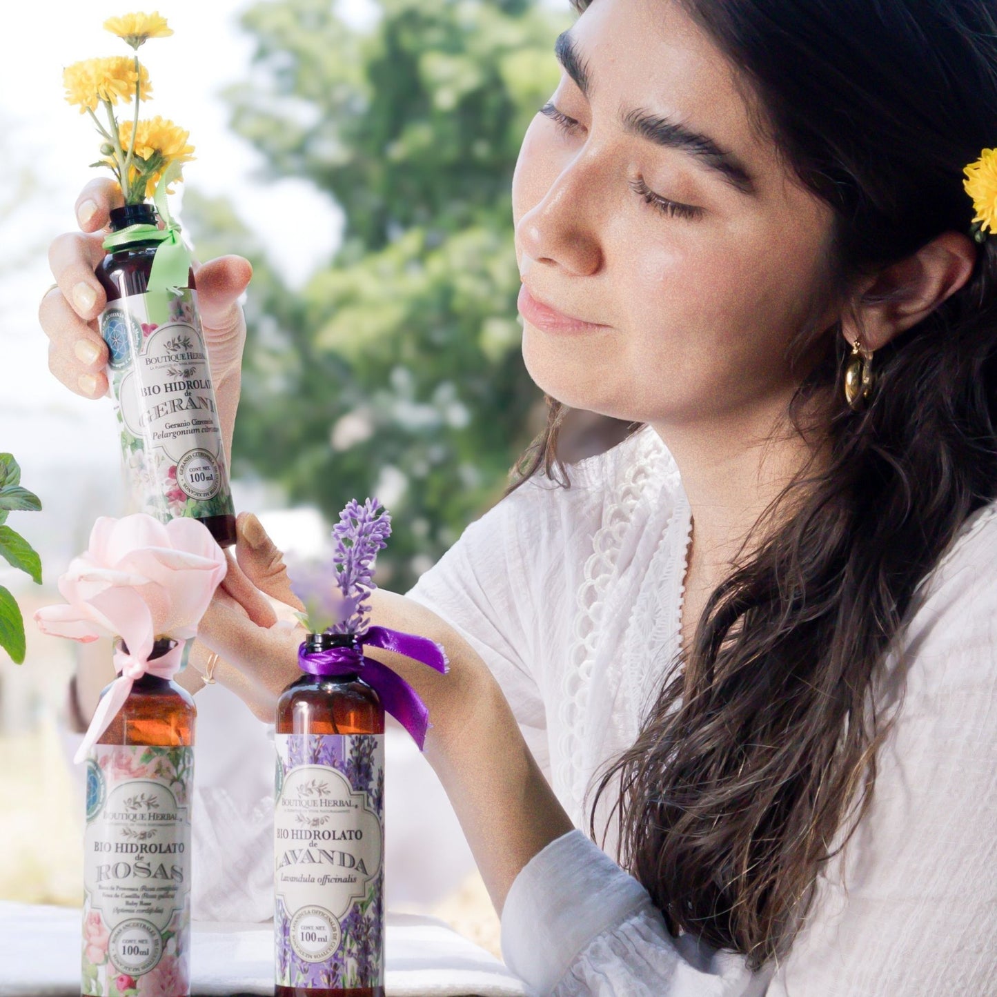 KIT 3 MINI HIDROLATOS: LAVANDA, ROSAS & GERANIO (100ml)